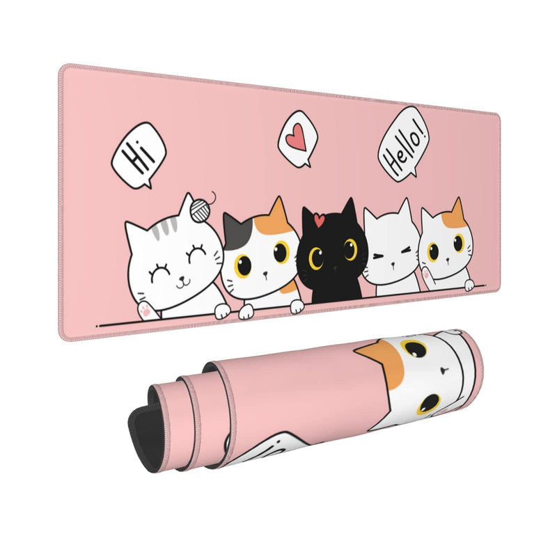 [Australia - AusPower] - Pink Cute Kittens Cat Gaming Mouse Pad Large XL Girls Kawaii Desk Mat Long Extended Pads Big Mousepad for Home Office Decor Accessories 1 