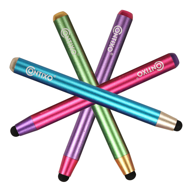[Australia - AusPower] - Contixo 4 Pack Colorful Metal Capacitive Stylus, Universal, Works with All Touch Screen Devices Assorted Colors iPad Galaxy Chrome Book Tablets for Kids 