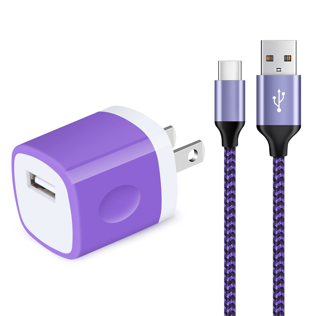 [Australia - AusPower] - GiGreen USB C Fast Charger Block, 1A Wall Plug Cube Power Cable Samsung Galaxy Z Fold3 Flip3 5G S21+ S20 FE/Ultra 5G S10e S9 A51 A71, Note 21, Oneplus Nord N200/9, Pixel 5/4a XL (PT-WC-05) Purple 