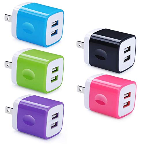 [Australia - AusPower] - Charging Block, USB Wall Plug, GiGreen 5Pack 2.1A Charger Plug Cube Outlet Box Compatible iPhone 13/12 Pro Max/11/SE/XS MAX/X/8/7/6S, Samsung S21+/S20/S9/S8/A10e/A52/A71, Pixel 5/4a XL PT-WC-13 