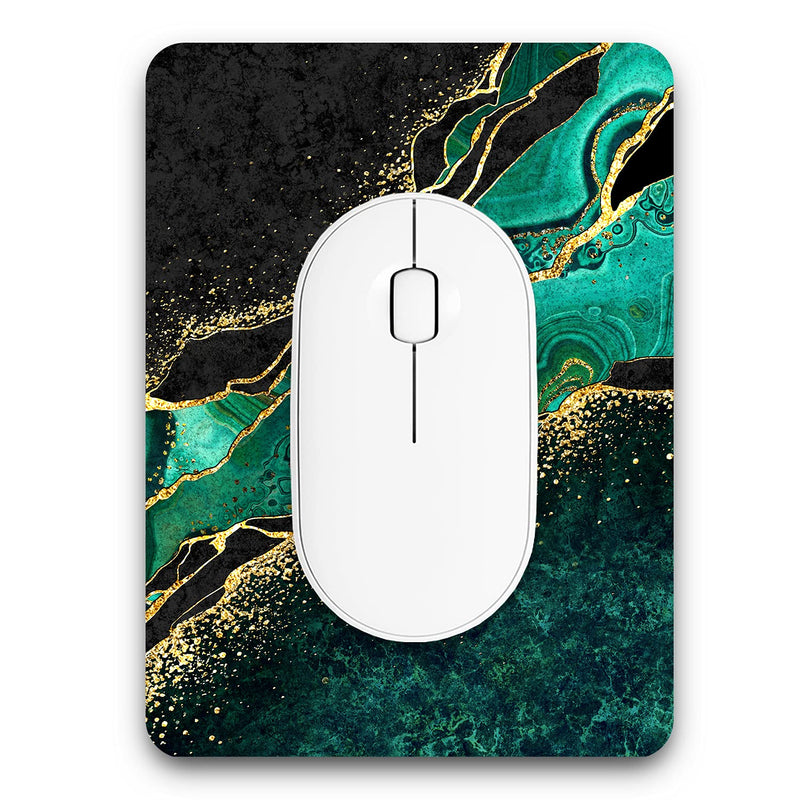 [Australia - AusPower] - Atufsuat Small Mouse Pad, Mini Pad 6 x 8 in, Thick Rubber Waterproof Mat, Cute Mousepad Wireless Tray Home Office Travel, Teal Green Gold Marble, Square-20x15CM-Green Luxury Teal Marble 