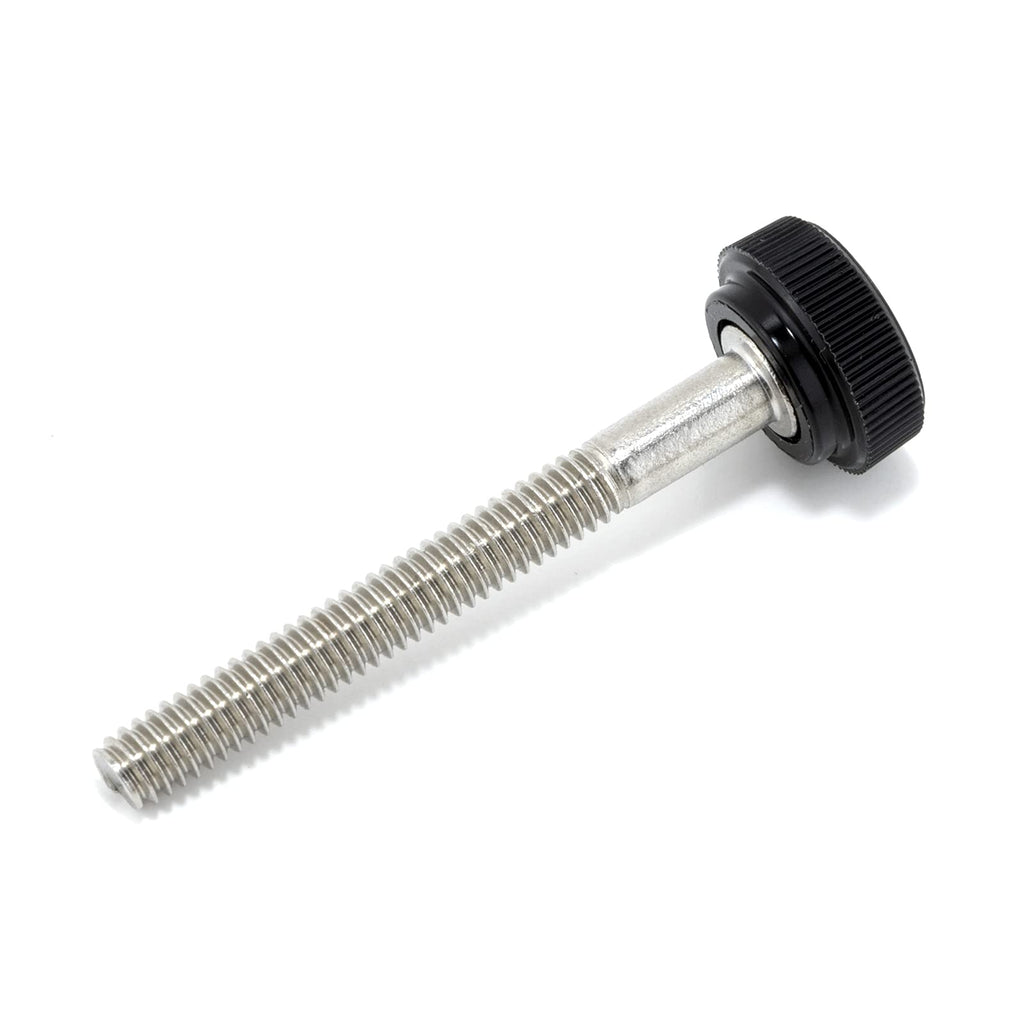 [Australia - AusPower] - #8-32 x 1-1/2" Thumb Screw Stainless Steel - Black Knurled Round Plastic Knob - Standard/Coarse Thread Thumbscrew - Length: 1.500" - Proudly Built in USA - Package of (4) 4 