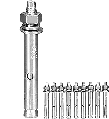 [Australia - AusPower] - HESHUN M6x60mm 304 Stainless Steel Expansion Bolts, Hexagonal Expansion Bolts, Concrete Screws, m6x60mm Expansion Bolts, (10 pcs) 