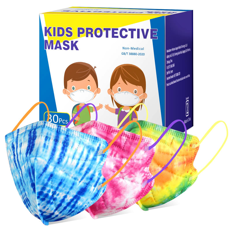 [Australia - AusPower] - VickyMac Disposable Face Mask for Kids, 30pcs Upgraded 4-Ply Protective Cover Breathable Safety Masks for Boys and Girls 02.colorful 