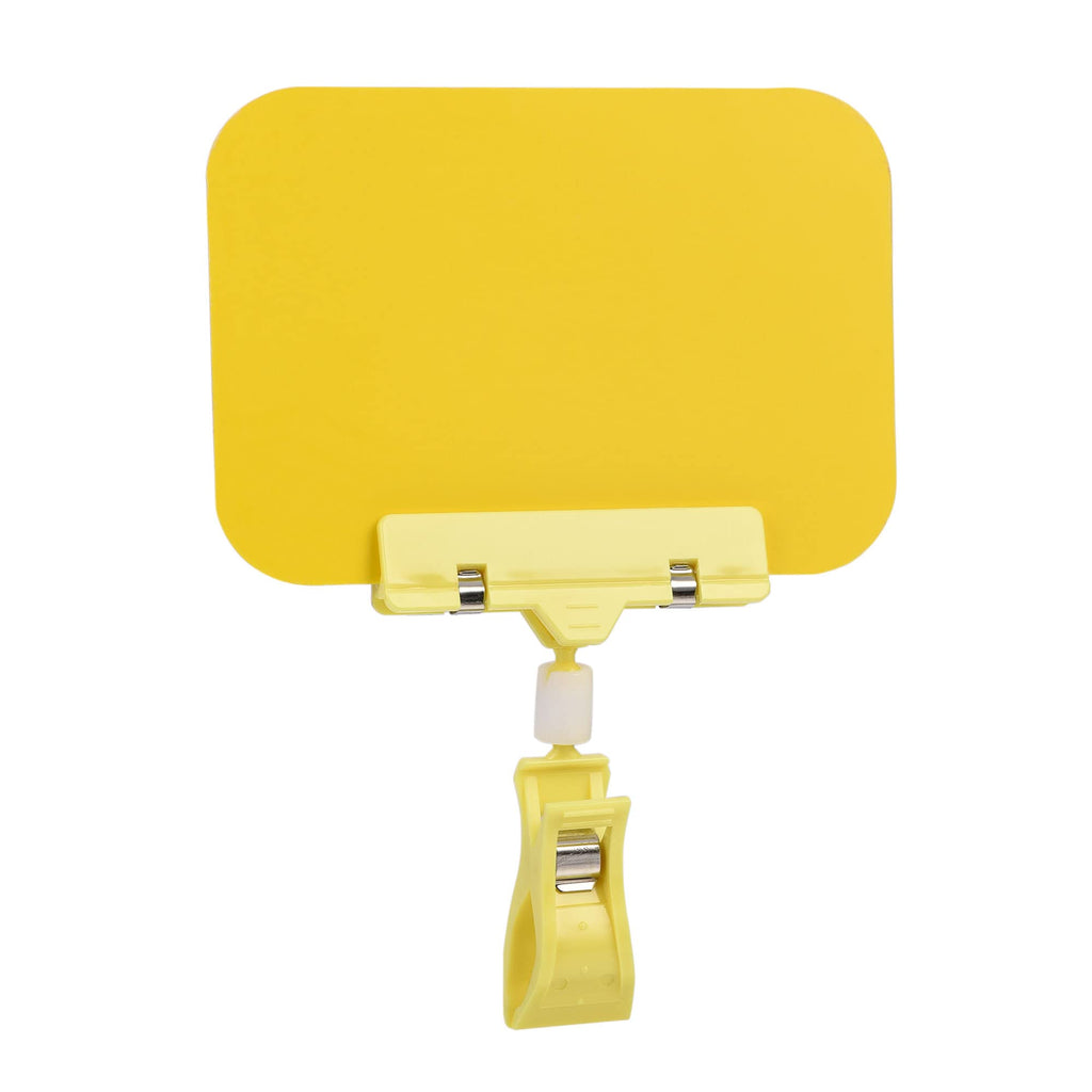 [Australia - AusPower] - MECCANIXITY Plastic Merchandise Sign Clip, Rotatable Clip-on Holder Stand, Price Tags with Display Board Yellow 8x11cm (WxH) Pack of 4pcs 4 