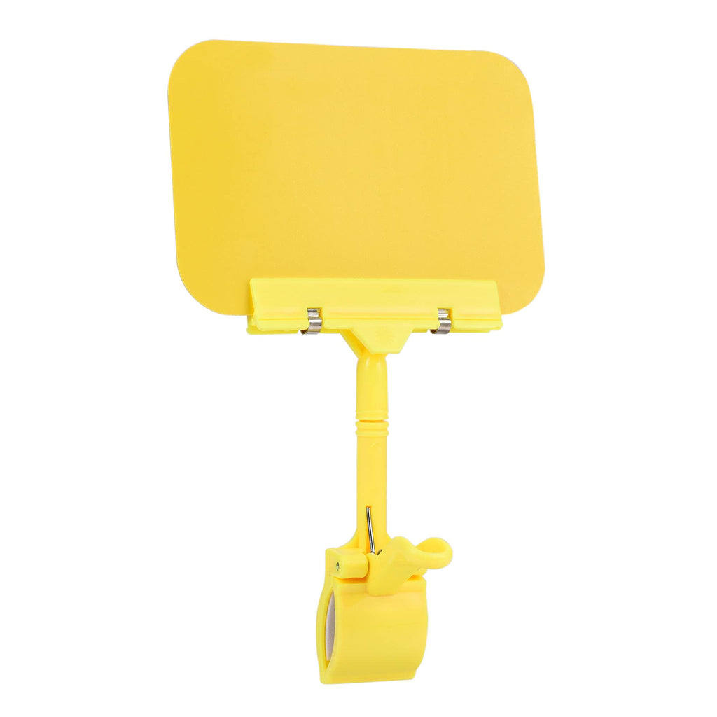 [Australia - AusPower] - MECCANIXITY Plastic Merchandise Sign Clip, Rotatable Clip-on Holder Stand, Price Tags with Display Board Yellow 8.5x16.5cm (WxH) Pack of 3pcs 