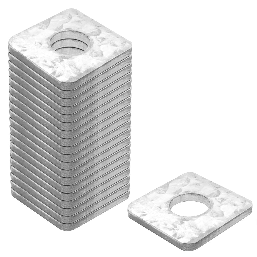 [Australia - AusPower] - 20 Pcs Square Washers Plate ⅝"×1⅝"×1⅝", Hot-Dipped Galvanized Steel Thickness 2.8mm Heavy Duty Bearing Plate Square Strut Channel Washer for Cold Formed Steel Light Gauge Steel Framing 