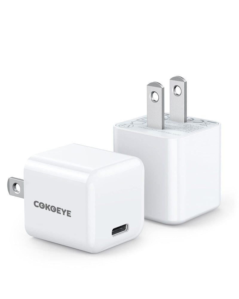 [Australia - AusPower] - USB C Charger, COKOEYE for 20W iPhone Portable Charger 2Pack USB C Wall Charger Block and Power Adapter Compatible with iPhone 13/13 Pro/13 Pro Max/12/12 Pro/12 Pro Max/11 Series White/20W 