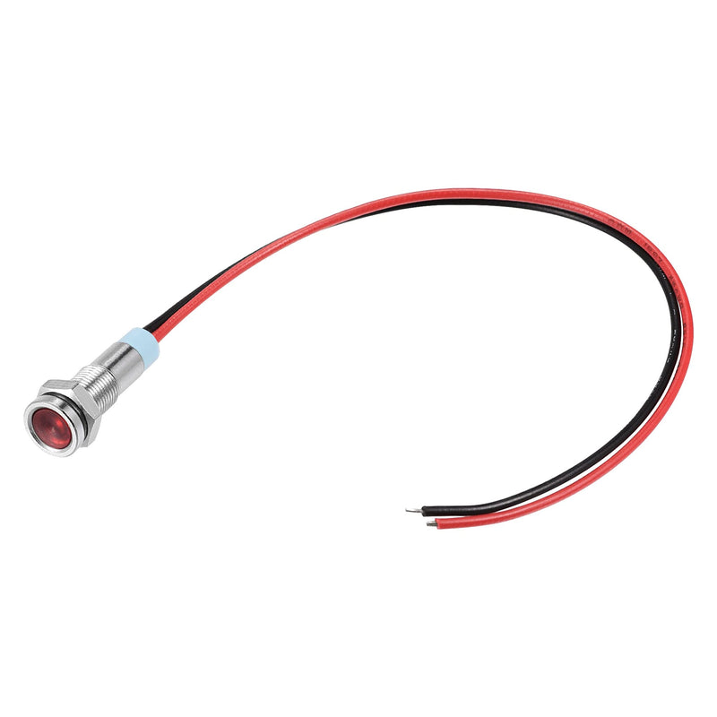 [Australia - AusPower] - MECCANIXITY Signal Indicator Light AC/DC 24V 6mm Flush Panel Mount Red LED Metal Shell with 150mm Cable Pack of 3 