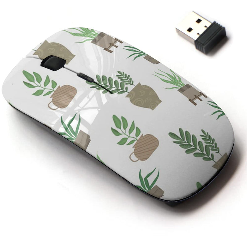 [Australia - AusPower] - 2.4G Wireless Mouse with Cute Pattern Design for All Laptops and Desktops with Nano Receiver - Flower Plants 
