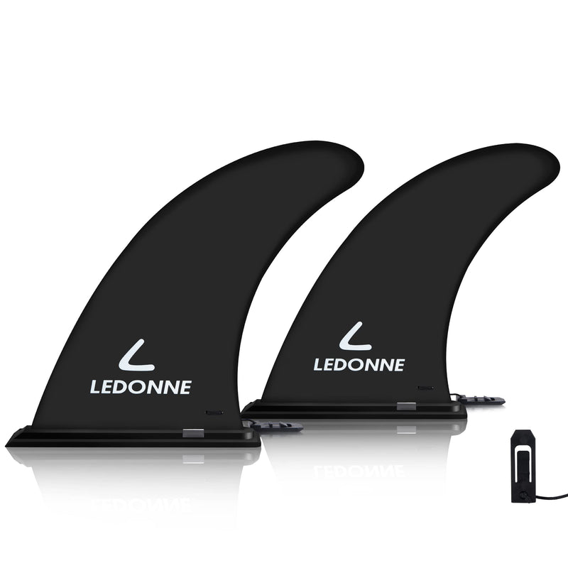 [Australia - AusPower] - LEDONNE Fin 9" Surfing SUP Fins 2 Pcs (USD 6.28/1 Pcs) Inflatable Paddle Board Fin Quick Release Detachable Center Fin with 1 Extra Accessory No-Tool Installation Fin for Surfboard 