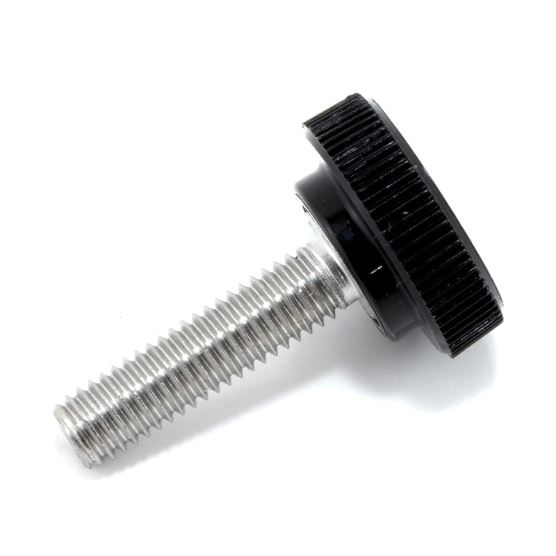 [Australia - AusPower] - #10-32 x 3/4" Thumb Screw Stainless Steel - Black Knurled Round Plastic Knob - Fine Thread Thumbscrew - Length: 0.750" - Proudly Built in USA - Package of (4) 4 