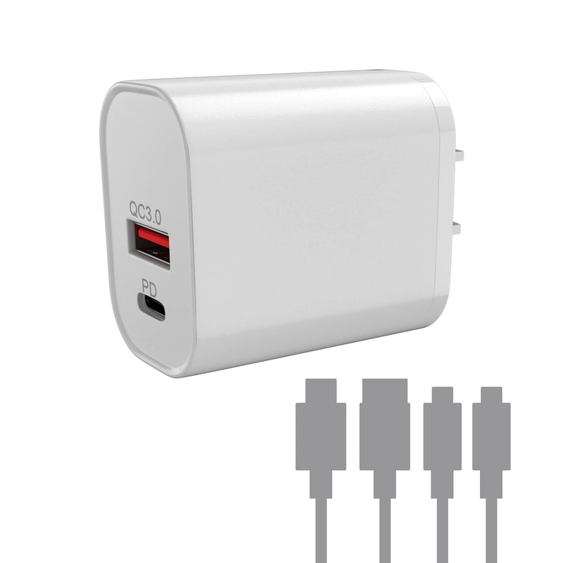 [Australia - AusPower] - Arkidyn USB C Charger 20W Fast iPhone Charger Dual Port PD Power Delivery QC 3.0 Wall Charger with 2 Pack 6Ft Cables for Phone 12 SE 11 Pro Max XS XR X 8 7 6s 6 Plus Pad 