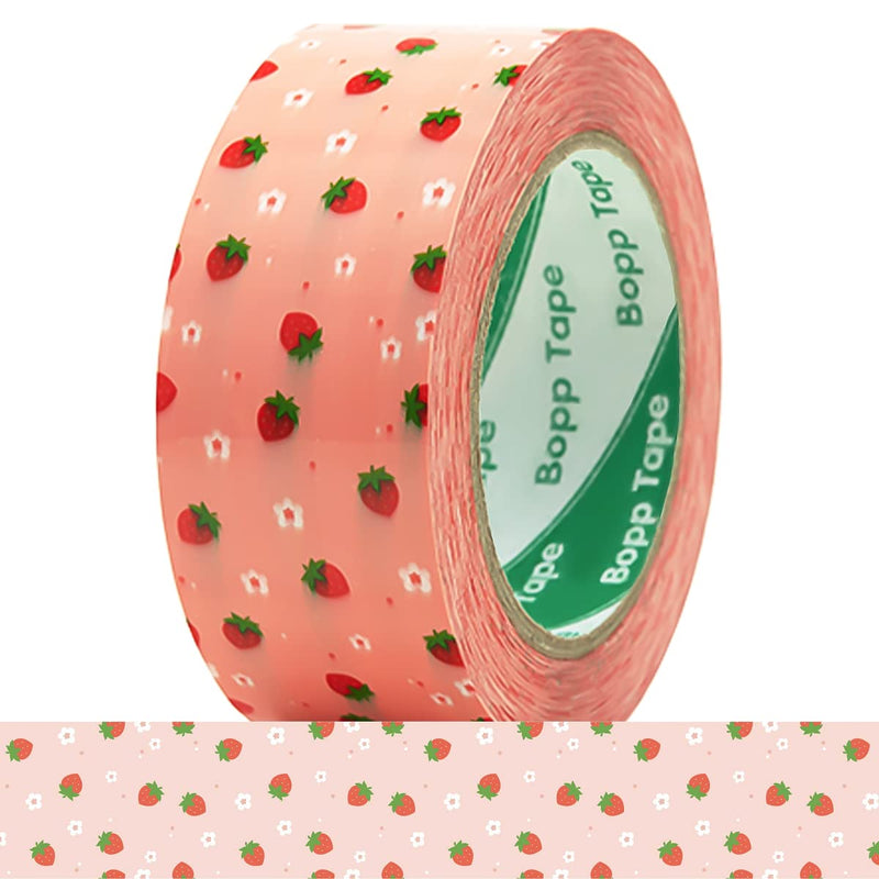 [Australia - AusPower] - Designer Cute Packing Tape, Colorful Printing Shipping Tape, Carton Decorative Tape for Sealing Boxes, Strawberry - Nude, 1.77" x 110 yd 