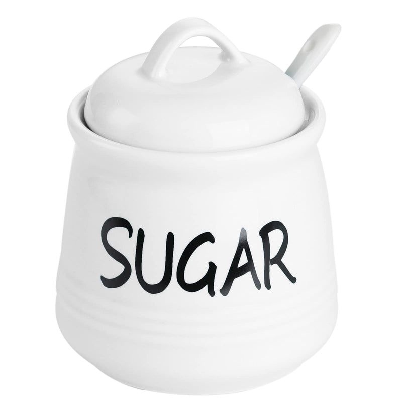 [Australia - AusPower] - HAOTOP Porcelain Sugar Bowl with Lid and Spoon 12oz White (White) 