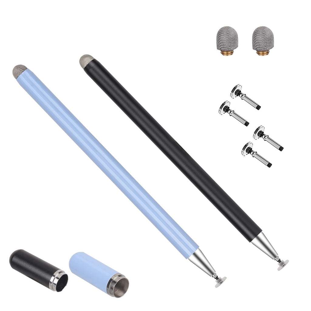 [Australia - AusPower] - Stylus Pens for iPad, Touch Screens Stylus Pencils High Sensitivity Disc & Fiber Tip Universal Stylus with Magnetic Cap Compatible with iPad, iPhone, Android, Microsoft Tablets Black/Blue 