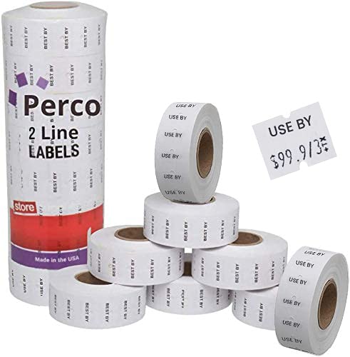 [Australia - AusPower] - Perco Use by 2 Line Labels - 1 Sleeve, 8,000 use by Labels for Perco 2 Line Date Guns 
