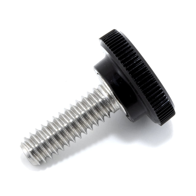 [Australia - AusPower] - 1/4"-20 x 3/4" Thumb Screw Stainless Steel - Black Knurled Round Plastic Knob - Standard/Coarse Thread Thumbscrew - Length: 0.750" - Proudly Built in USA - Package of (4) 4 