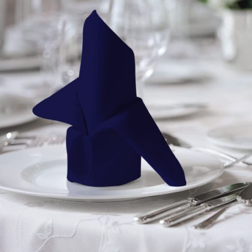 [Australia - AusPower] - Eventex Navy Blue Cloth Napkins, Polyester Dinner Napkins, 17 x 17 Inch. Great for Wedding, Party, Banquet, Catering & More (12 Pack), NAPNBL17 17 x 17 inch [12 Pack] 
