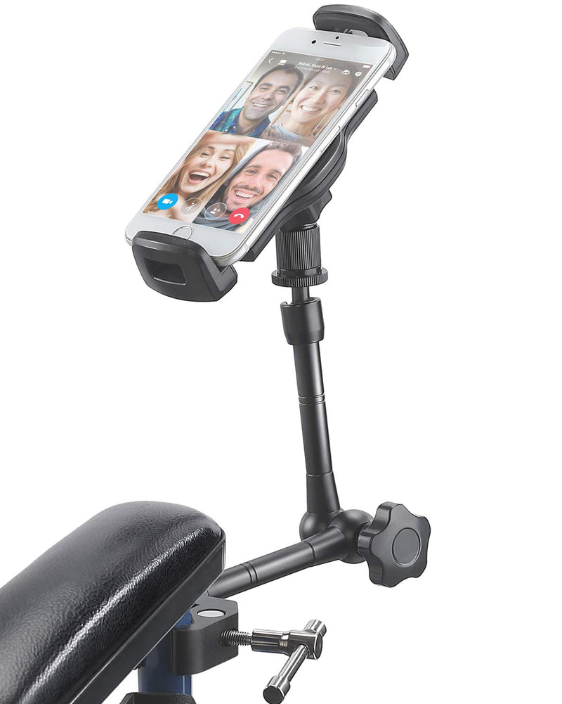 [Australia - AusPower] - Universal Mobility Cell Phone Holder Mount Clip for Wheelchair Walker Rollator, Flexble Arm Smartphone Holder, Metal Phone Bracket Compatible for 4-7'' Cell Phone, Black 