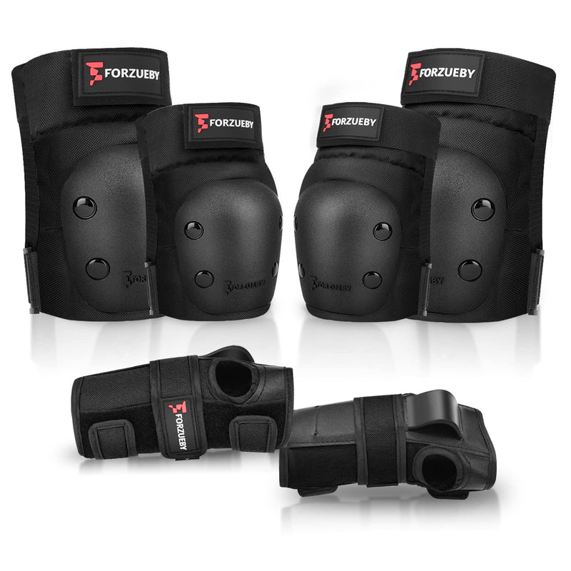 [Australia - AusPower] - Forzueby Adult/Kids Knee Pads Elbow Pads Wrist Guards 6 in 1 Protective Gear Set for Inline Roller Skating Skateboarding Scooter BMX etc. X-Small Black 