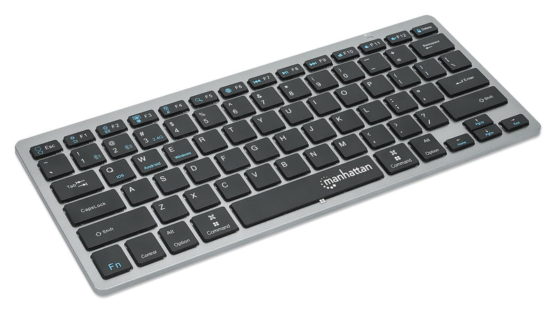 [Australia - AusPower] - Manhattan Small Bluetooth Wireless Keyboard - Dual Modes of 2.4G + Bluetooth 4.2 - Connects Up to 3 Devices – Slim Mini Size – for Tablet, Mac, iPad, Android, Windows –3 Yr Mfg Warranty –180559 