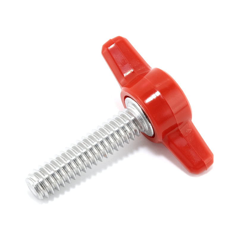 [Australia - AusPower] - 1/4"-20 x 1" Thumb Screw Stainless Steel - Red Tee Wing Plastic Knob - Standard/Coarse Thread Thumbscrew - Length: 1.000" - Proudly Built in USA - Package of (4) 4 