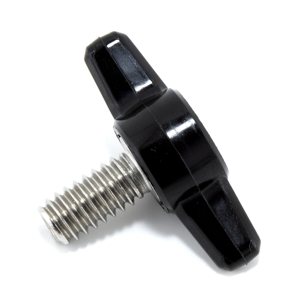 [Australia - AusPower] - 1/4"-20 x 1/2" Thumb Screw Stainless Steel - Black Tee Wing Plastic Knob - Standard/Coarse Thread Thumbscrew - Length: 0.500" - Proudly Built in USA - Package of (4) 4 
