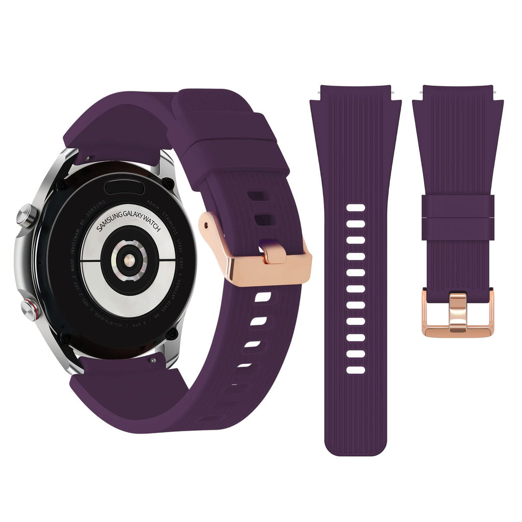 [Australia - AusPower] - Hiclein Watch Band Compatible with Samsung Galaxy Watch 46mm/Galaxy Watch 3 45mm/Gear S3 Frontier/Classic Watch, 22mm Soft Silicone Wristband with Rose Gold Buckle for Women Men (Dark Purple) Dark Purple 