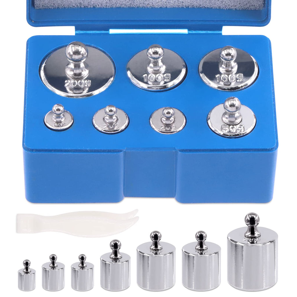 [Australia - AusPower] - Mardatt 8 Pcs Precision Scale Calibration Weight Set, 10g 2x20g 50g 2x100g 200g Grams Steel Weights Calibration with Tweezers for Digital Balance Scale, Jewellery Scale, M2 Class(Totally 500g) 