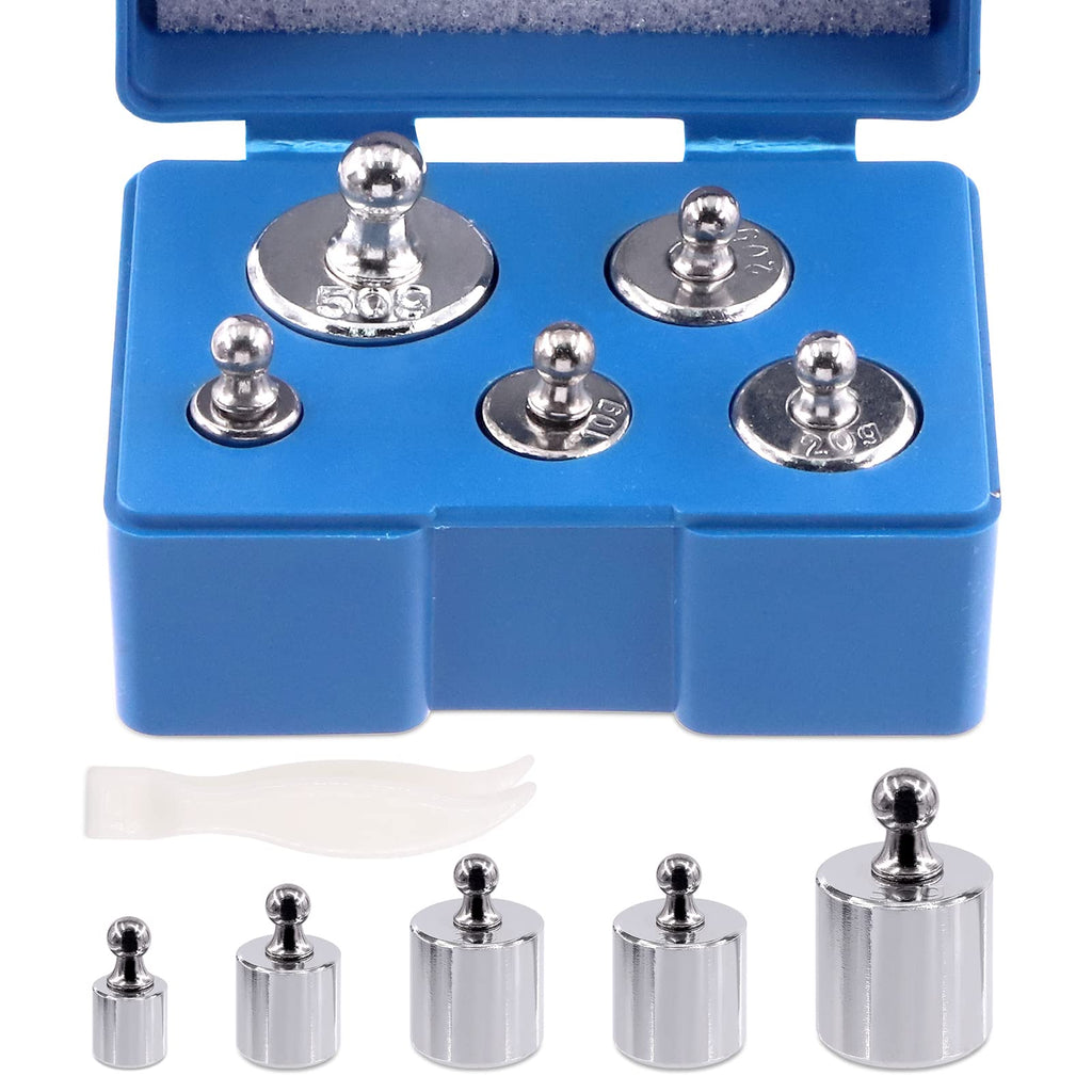 [Australia - AusPower] - Mardatt 6 Pcs Precision Scale Calibration Weight Set, 5g 10g 2x20g 50g Grams Steel Weights Calibration with Tweezers for Digital Balance Scale, Jewellery Scale, M2 Class (Total 100g) 