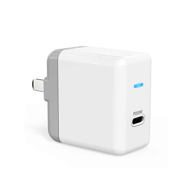 [Australia - AusPower] - SZPOWER 20W USB C Fast Wall Charger, Slim Charger Block, Type C Power Adapter, LED Indicator, Foldable Plug, Compatible with iPhone 12,12 Pro,12 Mini,12 Max, iPhone 13, 13 Pro Max, 13 Mini, iPad Pro 