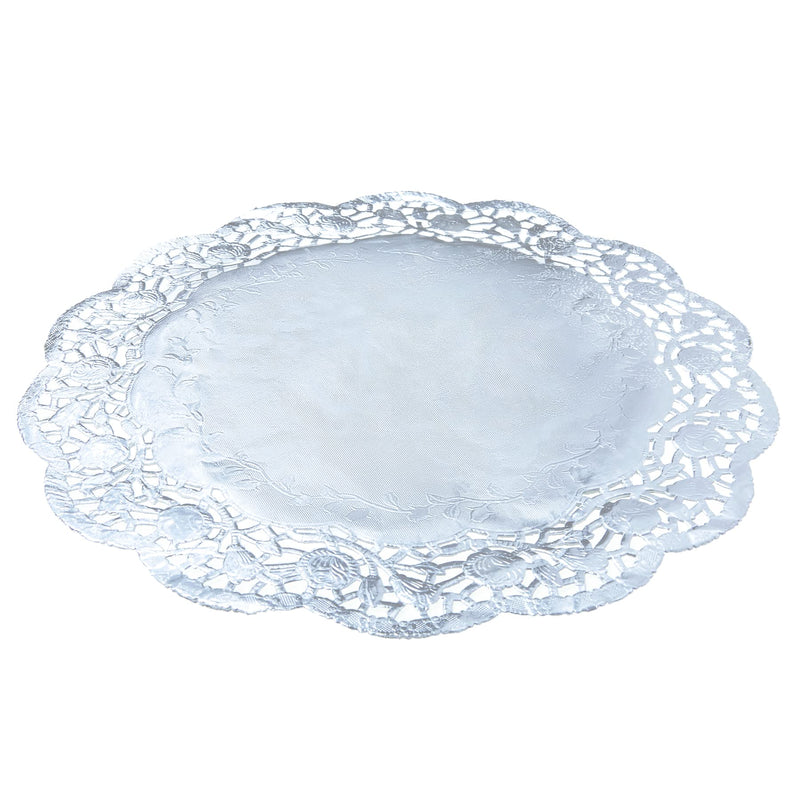 [Australia - AusPower] - 14 Inch Silver Paper Doilies Lace Round Doilies Silver Foil Placemats Round Paper Pad for Desserts, Crafts, Wedding, Party, Tableware Decoration (Pack of 60) 14 Inch (60 Pcs) 