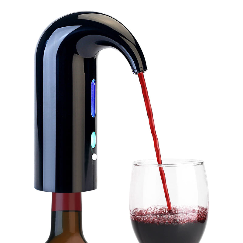 [Australia - AusPower] - Finway Electric Wine Aerator, One-Touch Wine Aerator Decanter. Electric Wine Decanter & Wine Dispenser. Auto-oxidized Tannins. USB Charging (Black). 