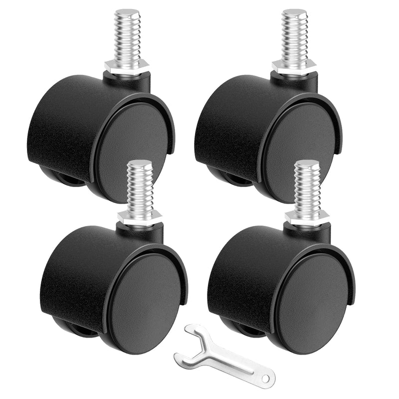 [Australia - AusPower] - HITEESIN 4Pcs 1-inch Plastic casters, Threaded stem Furniture Wheels, 200 lbs Load Capacity, Suitable for Tables, trolleys and workbenches (Black) 1 inch 