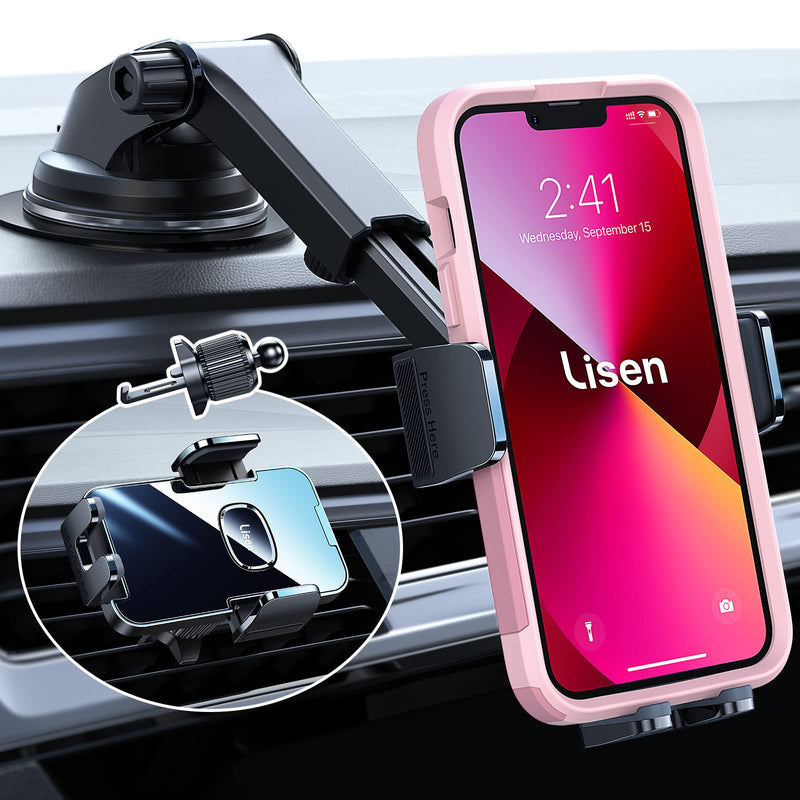 [Australia - AusPower] - Phone Mount for Car, LISEN Dashboard Car Phone Holder Mount, Car Mount for iPhone Holder for Car Windshield Air Vent Compatible with iPhone 13 Pro Max, and All 4-7'' Smartphone 
