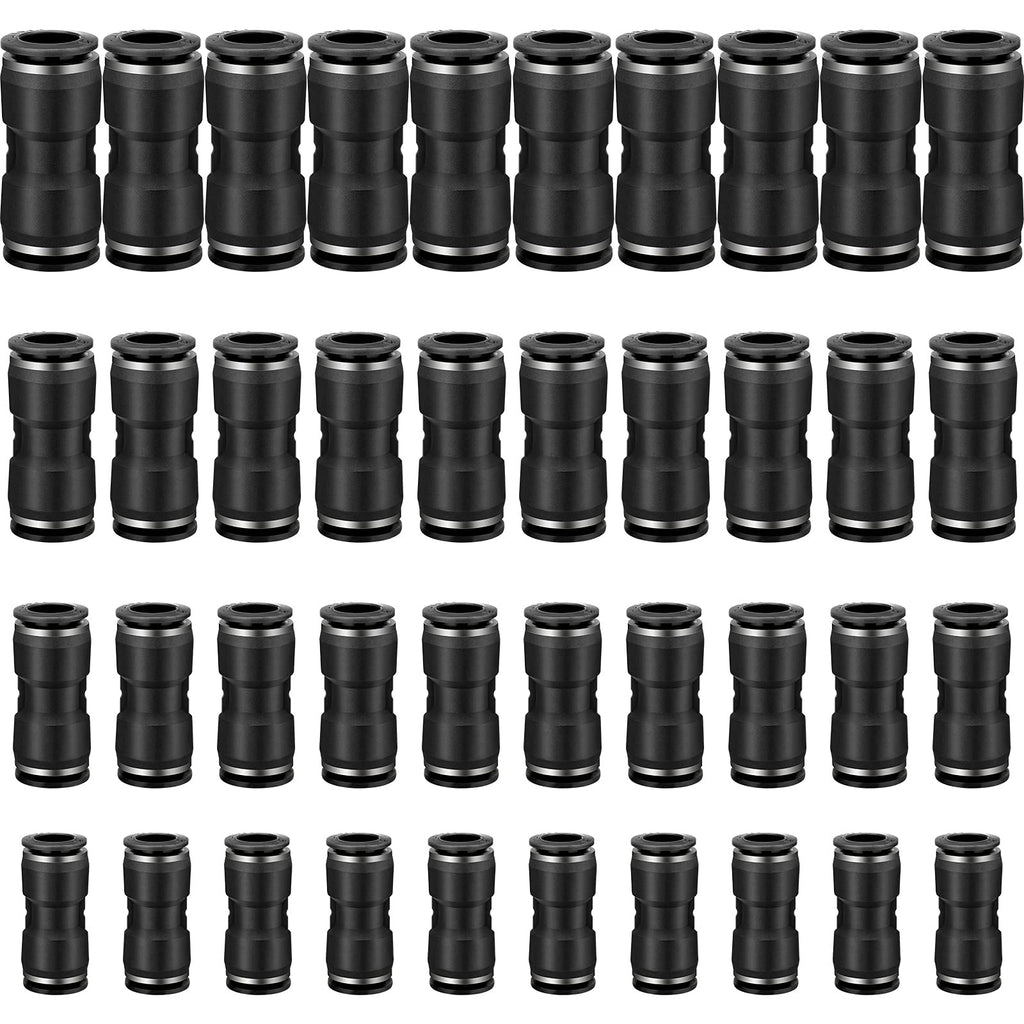 [Australia - AusPower] - 40 Pieces Straight Push Connectors, Push to Connect Fittings Kit Quick Release Pneumatic Connectors Air Line Fittings Connect Air Hose Fittings, 2 Way (Black,1/4 5/16 3/8 1/2) 