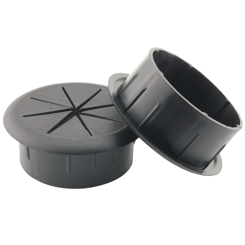 [Australia - AusPower] - HJGarden 2PCS 2-inch Desk Cord Grommets Wire Cable Hole Cover for Office Furniture 50MM Eight-petaled Thread Box, Black 