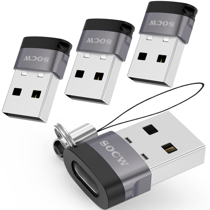 [Australia - AusPower] - USB C to USB Adapter (4 Pack) ,USB-C Female to USB Male, Type C to USB A Converter Compatible with Apple MagSafe, iPhone 11 12 13 Pro Max, Samsung Galaxy Note,Google Pixel etc, Grey 