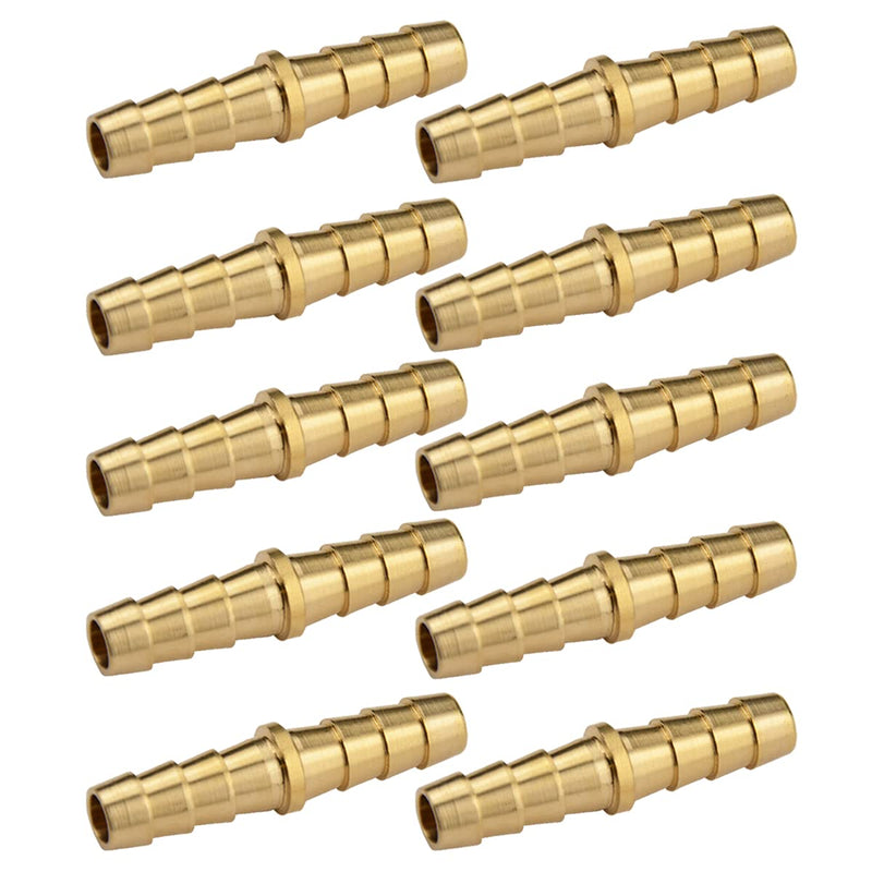 [Australia - AusPower] - (10-Pack) Besosay 5/16 Inch to 5/16 Inch (8mm) Brass Barb Splicer Reducer Mender Hose Fitting for Water/Fuel/Air/Oil/Gas 5/16" (8mm) 
