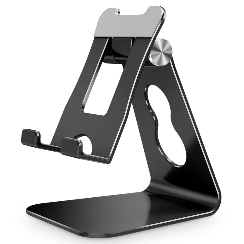 [Australia - AusPower] - Adjustable Cell Phone Stand for Desk, CreaDream Aluminum Desktop Phone Holder with Bigger Body and Longer Arm, Supper Stability, Compatible with All Mobile Phones,iPhone,iPad,Tablet(4-10in)-Black Black 