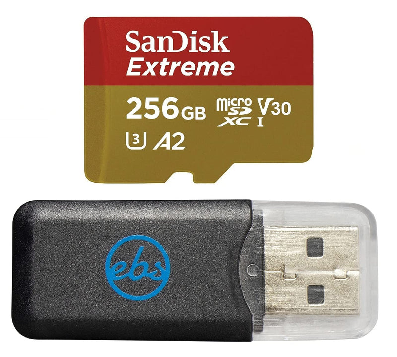 [Australia - AusPower] - SanDisk Extreme 256GB MicroSD Card for GoPro Works with GoPro Hero 10 Black Camera UHS-1 U3 / V30 A2 4K Class 10 SDSQXA1-256G-GN6MN Bundle with 1 Everything But Stromboli Micro SD Memory Card Reader 