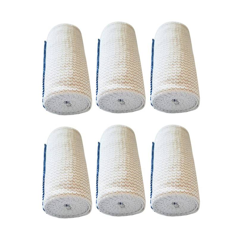 [Australia - AusPower] - SPA SLENDER 4-inch – Sports - Hook Loop Closure – Non-Latex Bandage Elastic Wrap - Compression - Injuries - Support – 6 pcs Washable 4 inches Wide Elastic Bandage – up to 15 ft Stretched 4" Wide 6 Pack 