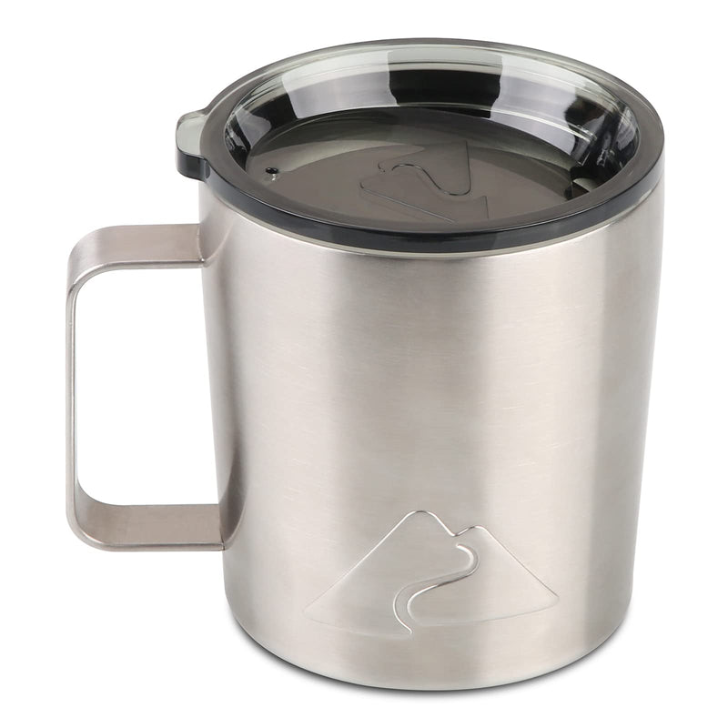 [Australia - AusPower] - 12 oz Insulated Coffee Mug with Lid, Stainless Steel, Double Wall Vacuum Insulated Travel Mug Coffee Cup with Handle, Stainless Steel/Silver (803-019) 1 Count (Pack of 1) 