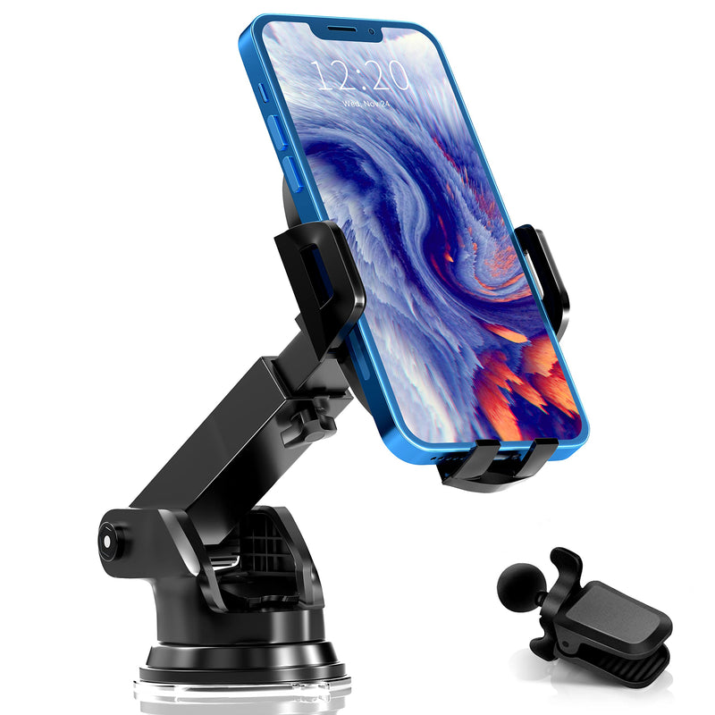 [Australia - AusPower] - Phone Mount for Car,Car Phone Holder Mount,Cell Phone Holder for car for Dashboard Windshield Air Vent,Compatible with iPhone, Samsung and Other Smartphone-Black Black 