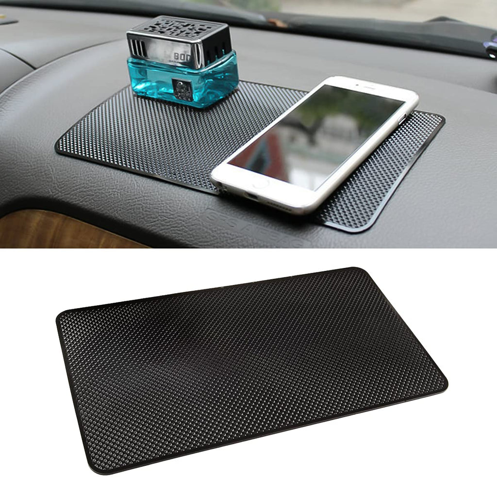 [Australia - AusPower] - Car Dashboard Anti-Slip Rubber Pad, 10.6 x 5.9 Universal Non-Slip Car Magic Dashboard Sticky Adhesive Mat for Phones Sunglasses Keys Electronic Devices and More Use (Black/Grid) Black/Grid 