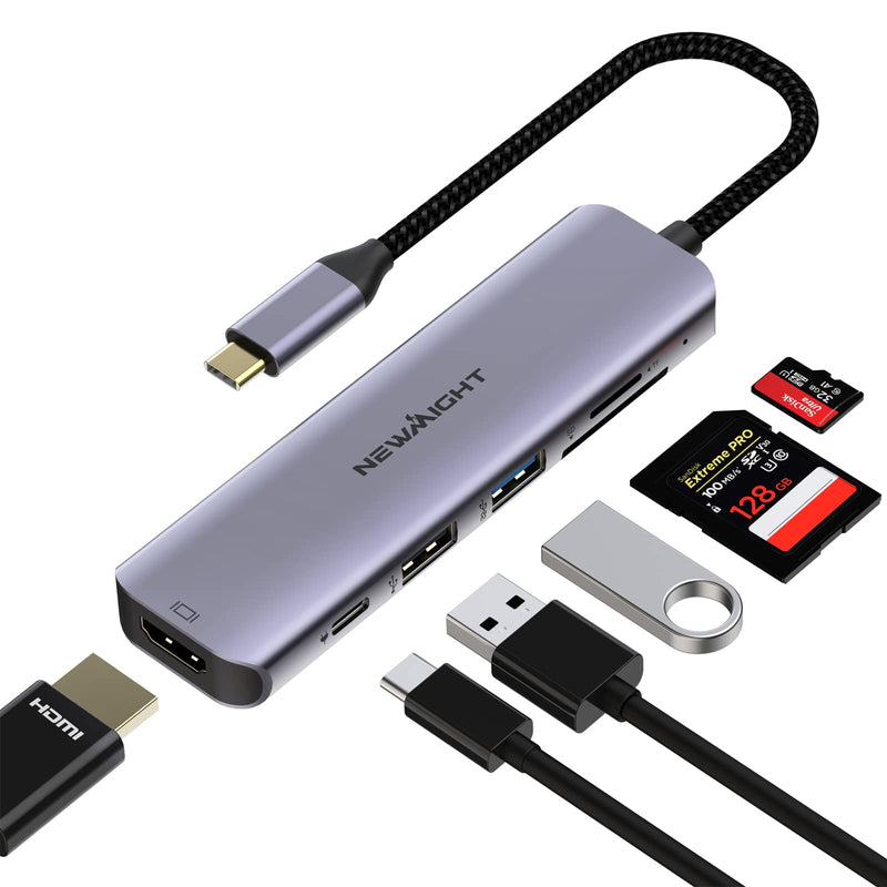 [Australia - AusPower] - USB C Hub USB-C to HDMI Adapter - Newmight 6 in 1 USB C Docking Station with 100W Power Delivery HDMI 4K@30HZ USB3.0 Fast Data Transfer SD/TF Card Reader, for MacBook and Other Type C Devices 