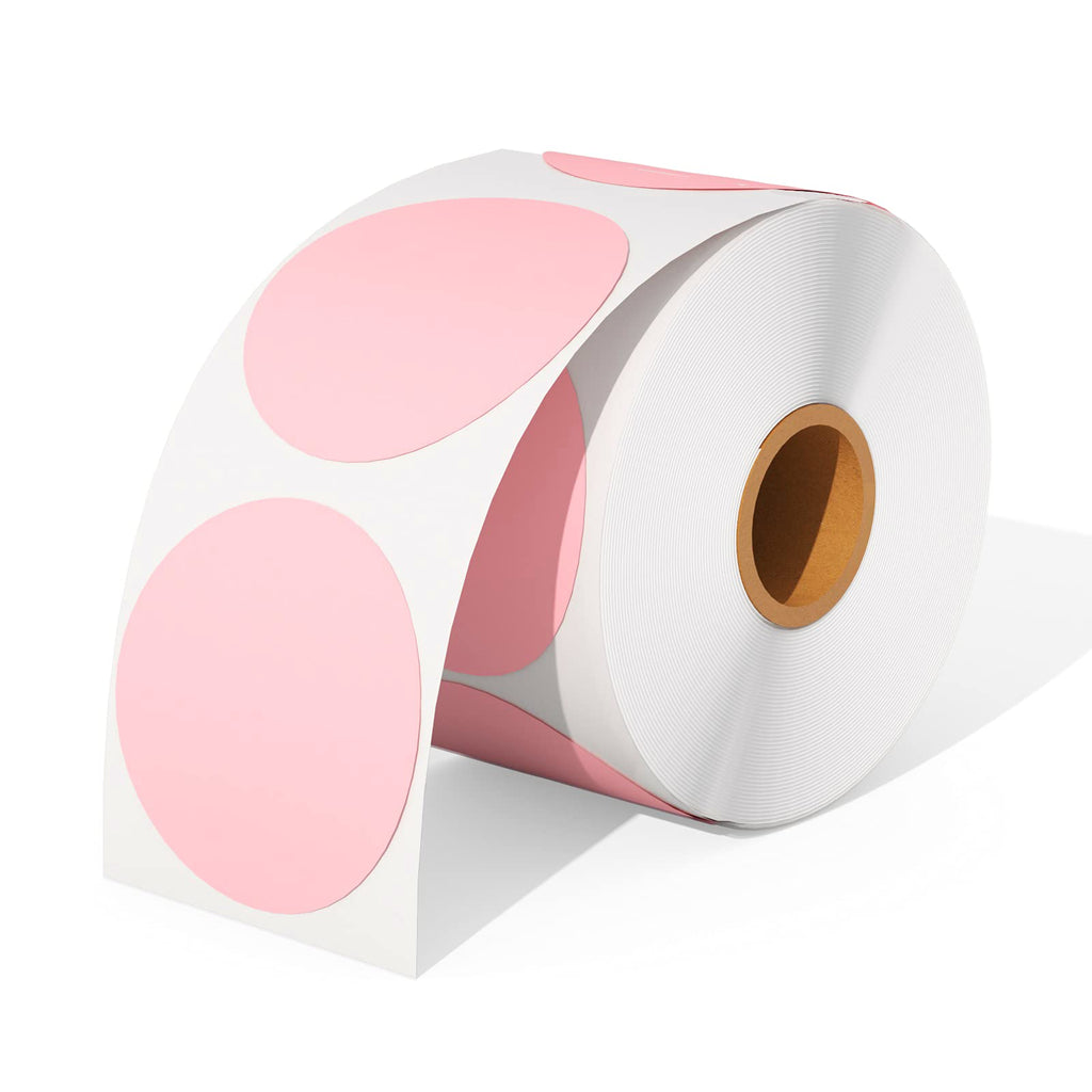 [Australia - AusPower] - MUNBYN 2" Pink Circle Thermal Sticker Labels, Self-Adhesive Round Direct Thermal Labels, Multi-Purpose Roll Sticker Labels for DIY Logo Design, QR Code, Name Tag, Inventory-Pink 750 Labels/1 Roll 2" 1 