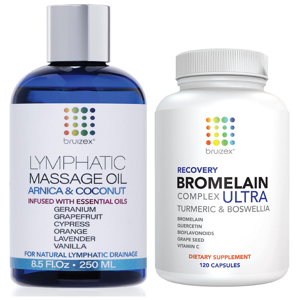 [Australia - AusPower] - Lymphatic Massage Oil with Anti BRUISING BROMELAIN Recovery Complex 