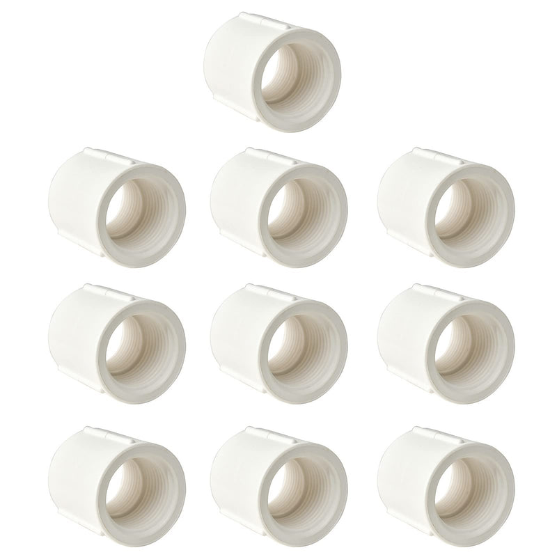 [Australia - AusPower] - FangKingNo 10pcs 0.5Inch female to female threaded PVC Fittings pipe fitting Female Coupling (Female x Female Pipe Thread) Coupler Connector White (1/2") 1/2 Inch 